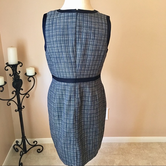 HP Talbots Navy Tweed Sleeveless Sheath Dress 12P - Picture 5 of 8